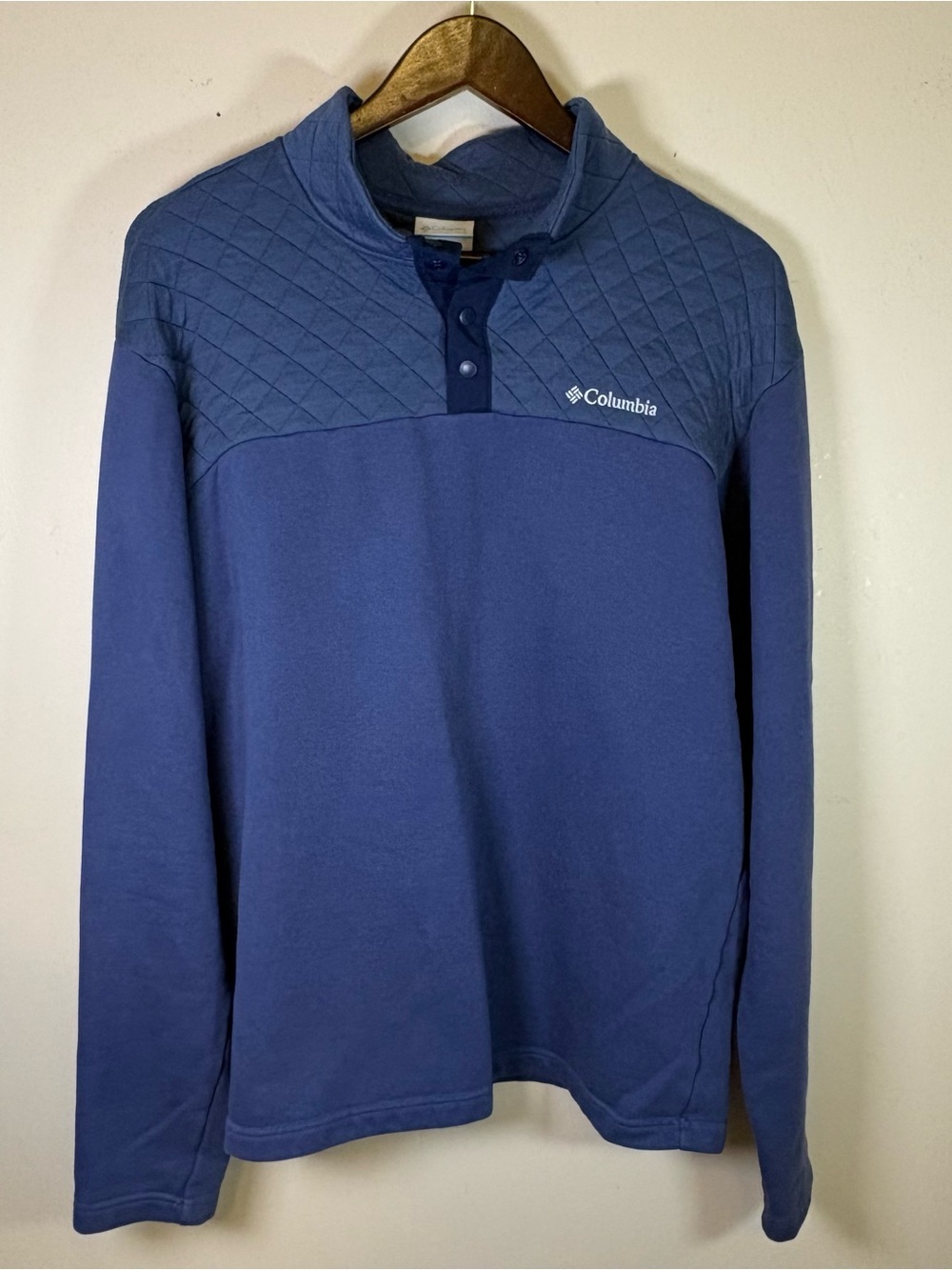 Columbia Men's Hart Mountain Quilted Half-Snap Pullover Size Large Navy Blue